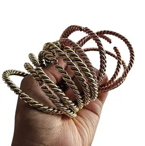 Twisted Style Adjustable Stackable Brass and Copper Bangles for Women - Set of 1 [Made-to-Order]