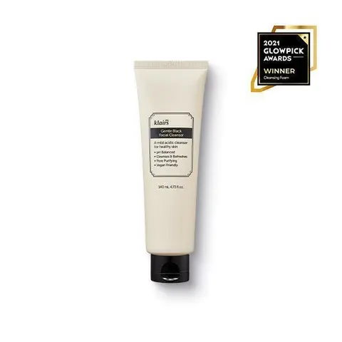 [DearKlairs] Gentle Black Facial Cleanser | Vegan, low pH, Hydrating Finish, 99% Fine Dust Removal, A Creamy foam cleanser, daily face wash, Cleansing Skincare Calming Mild Sensitive Skin Repair Facial Cleansing Comfort, Foaming Cleanser, Cleans