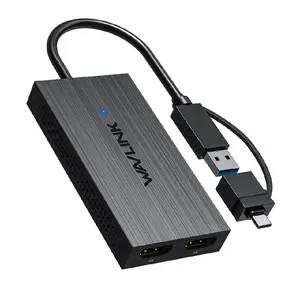 WAVLINK USB 3.0 or USB C to Dual HDMI Splitter Extended Display for Dual Monitor, Displaylink Adapter Dual HDMI 4K 60Hz for Apple Mac M1/M2/M3 or Windows 10/11, USB A/C to HDMI 4K Output