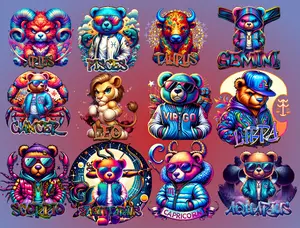 Zodiac Sign Animated DTF Transfers - - Vibrant Full-Color Prints - Easy Application - 10 Inche transfers - Wash-Tested & Long-Lasting, Art, Diy Material ,Canvas, Bags, Building