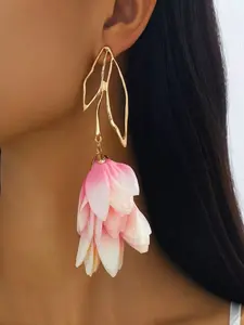 A Pair of Fashionable and Personalized Tassel Flower and Leaf Earrings, Unique Jewelry Accessory, Perfect Gift Idea