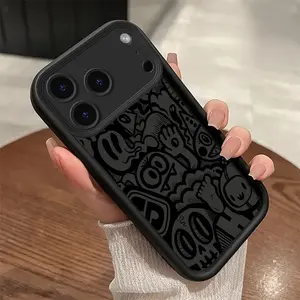 CoolBlackGraffitiPattern Tpu Phone Case, Suitable for Iphone 17, 16, 15, 14 Pro Max 13, 12, 11 Air Xr Xs Plus E, Shockproof and Drop Resistant, Sturdy and Durable Silicone Protective Case, Smartphone Protective Case Protection Cover