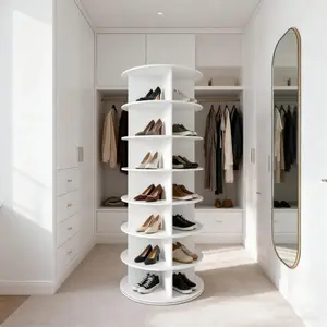 7 Tier Rotating Shoe Rack Tower, Spinning Shoe Display