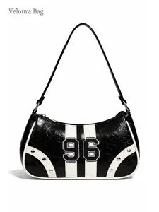 1pc Retro Sporty “96” Shoulder Bag for Women, Glossy Patent Leather Underarm Bag, Large Capacity Crossbody Bag with Adjustable Strap, Stylish Streetwear Handbag for Daily Use, Travel, Shopping, Work, Perfect Gift for Birthday, Mother’s Day