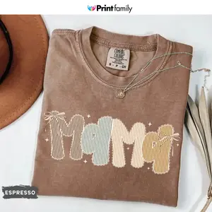 Comfort Colors Mama TShirt, New Mom T-shirt, Seersucker Style Mama Tee, Trendy Tee for Mom, Gift For Mom, Mothers Day Gift, Cute Mom TShirt - Printfamily