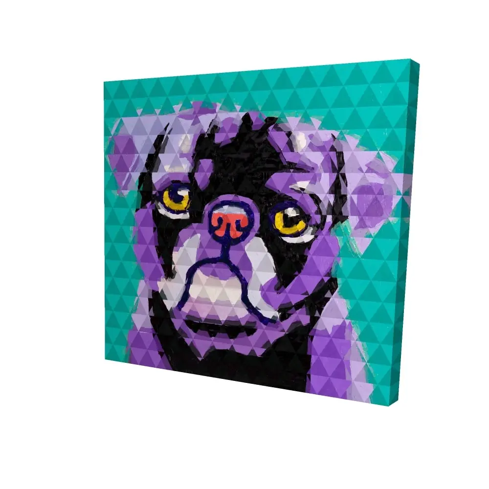 212 MAIN Geometric Pug Retro Bold Colors Wall Art Print - 24x24 in. Artwork, Pet Lover Gift, Stylish Home Decor for Bedrooms