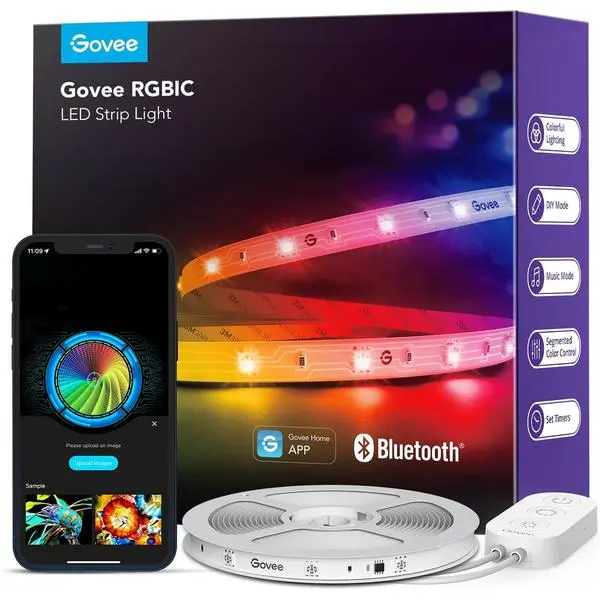 Govee RGBIC LED Strip Lights, Smart LED Lights for Bedroom, Bluetooth LED Lights APP Control, DIY Multiple Colors on One Line, Color Changing LED Strip Lighting Music Sync, Home Decor, 16.4ft