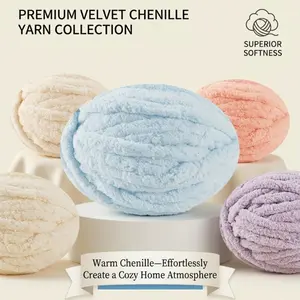 8-Pack Jumbo Chunky Blanket Yarn Premium Velvet Chenille Chunky Yarn 8 Jumbo Pack - Extra Soft Bulky Fluffy Big Yarn for Hand Knitting & Crocheting - Super Thick DIY Blanket Skeins, Machine Washable (8oz/27yds Each)