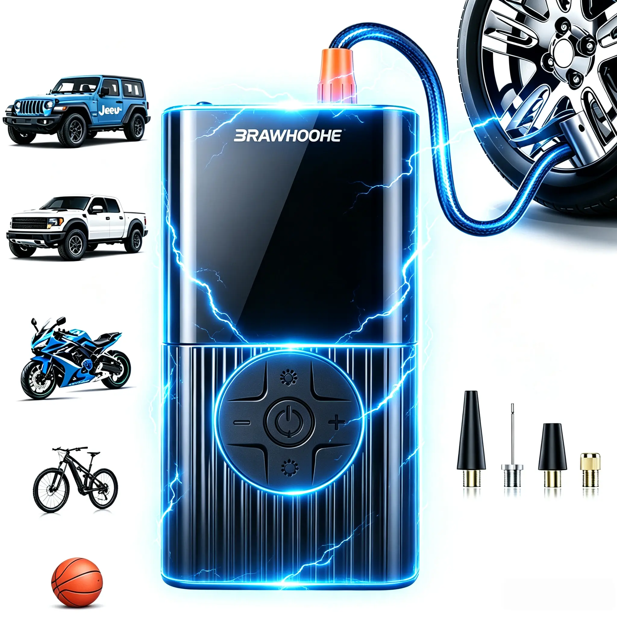 Tire Inflator Portable Air Compressor, 150PSI Air Pump for Car Tires with LED Light, Cordless Tire Pump with Digital Pressure Gauge, Tire Inflator for Car, Bike, Motorcycle, Ball