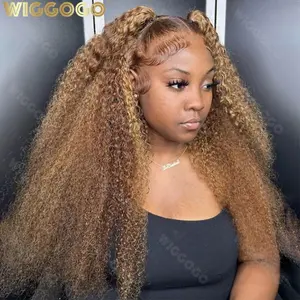 Wiggogo Highlight Blonde Lace Front Wig Human Hair 13X4 13X6 Hd Lace Frontal Wig Ombre Deep Wave Curly Lace Front Human Hair Wig wiggogo