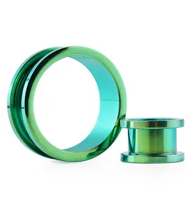 Green PVD Stainless Steel Ear Tunnels