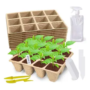 120 Cells Seed Starter Tray, 10 Pack Biodegradable Peat Pots with 100 Labels, Plant Starter Kit for Seedlings