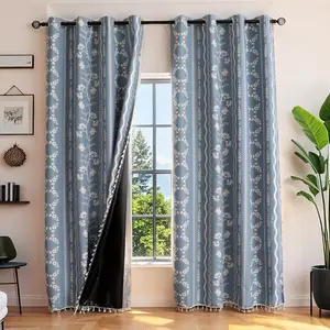 Geometric Pattern Door Curtain, Modern Home Decorative Curtain, Tassel Decor Curtain, Window Curtain for Home Living Room Bedroom Restaurant