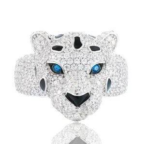 【#R519 】Leopard Ring UCCIYO Lab-Created Moissanite S925 Sterling Silver Moissanite Ring for Women Men Hip Hop Jewelry Gift