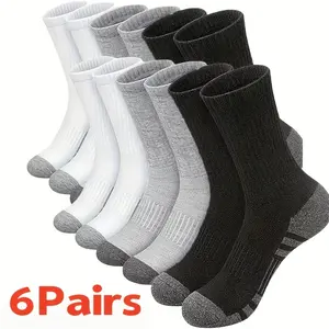 6 Pairs Athletic Crew Socks Size 6-10 - Moisture Wicking Breathable Running Socks, Lightweight Sport Training Socks for Men Women, Gym Packs