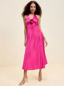 Old Navy Women's The Occasion by Fit and Flare Satin Halter Midi Dress