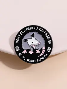 1 Pcs Cartoon Badge Opossum Humor Creative Brooch Grinning Design with Be the Whole Problem Quote for Sarcastic Expression and Funny Daily Accessory