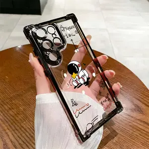 Astronaut Phone Case Compatible with Samsung Galaxy S25 S24 S23 S22 S21 FE Ultra Plus 4G 5G, Transparent Soft Back Cover for Drop