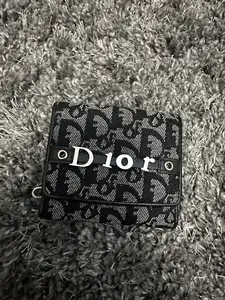 Pre-owned DIOR Canvas small leather goods Oblique Compact Wallet AD288