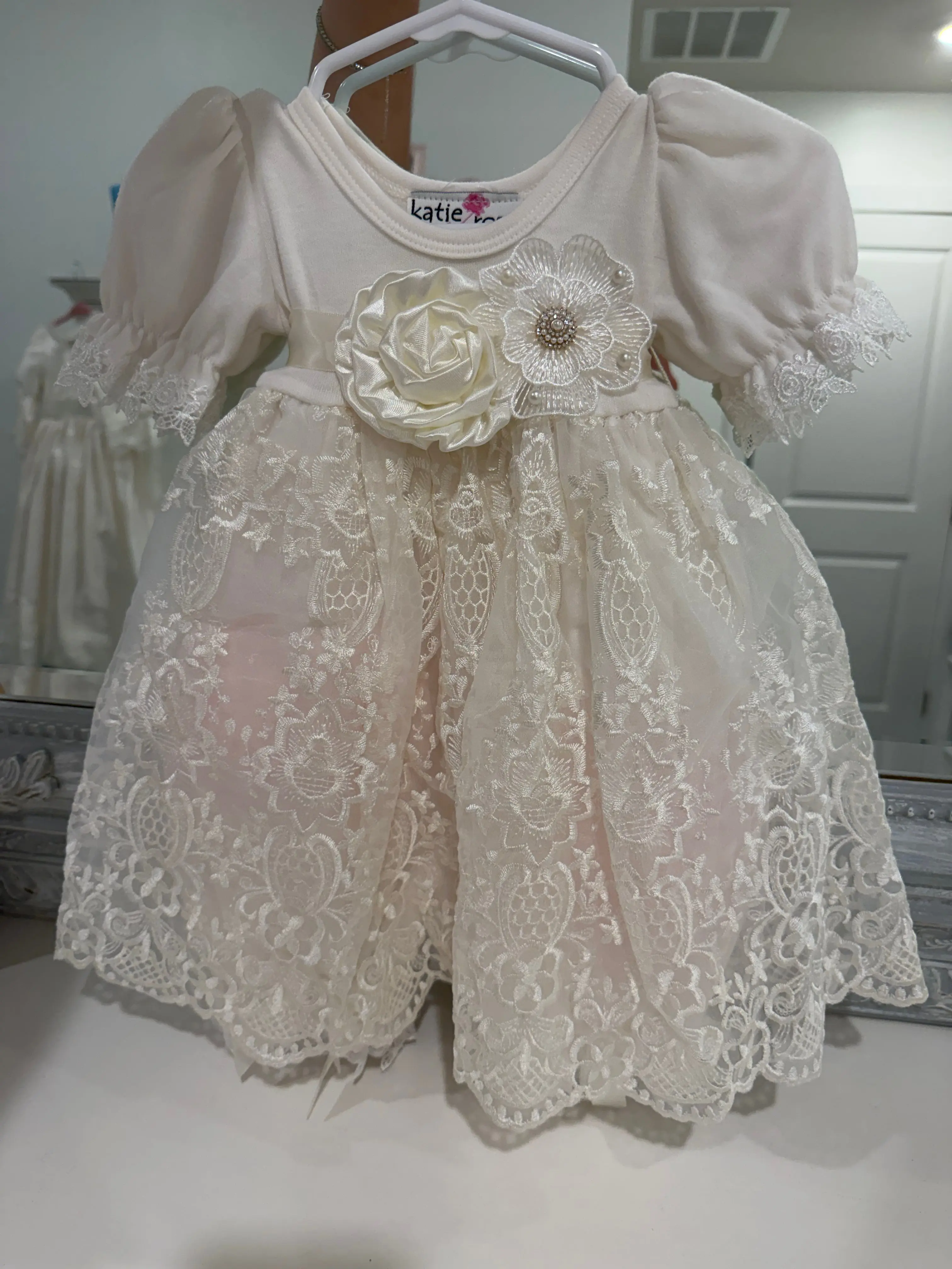 Katie Rose Angel dress with pantaloons in Ivory