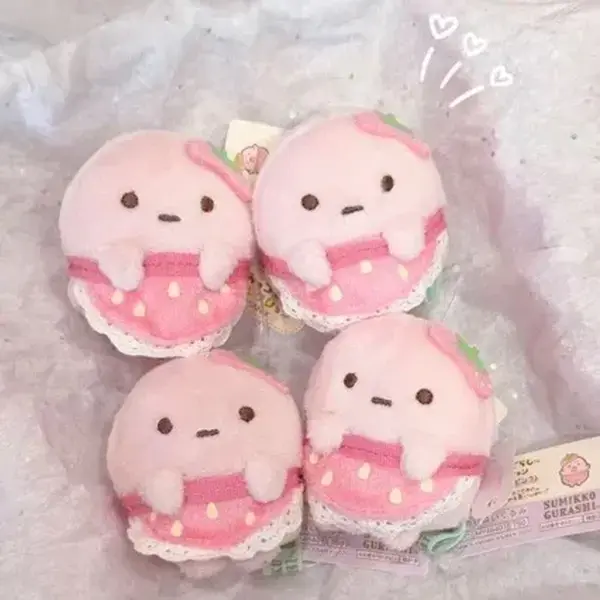 Sumikko Gurashi 10th Anniversary Pink Strawberry Dress Two-Tone Dango Cute Plush Otedama Viral Kawaii Stuffed Toy