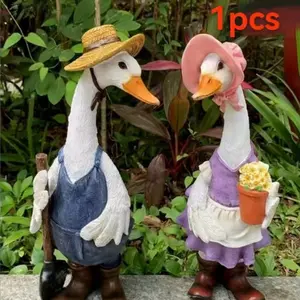 Porch Goose Statue Large Garden Sculpture Home Outdoor Decorative Lawn Resin Goose Statue Ornament Large Garden Sculpture Resin Goose Statue Set, Outdoor Home Decorative Lawn Ornament, porch Ornament, Durable Courtyard Artwork, Garden Accessories