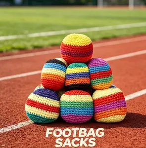 2026 Crochet Hacky Sack Footbag - Hand-Made Knitted Juggling Ball for Adults & Beginners, Multicolored Geometric Pattern TikTok Trendy Footbag Kick Skill Hacky Sack Tricks Outdoor Fun Sports Training Set of Assorted PCS