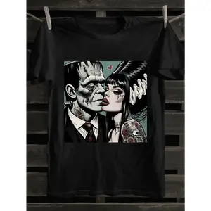 Bride of Frankenstein men's vintage T-shirt short-sleeved T-shirt casual and comfortable
