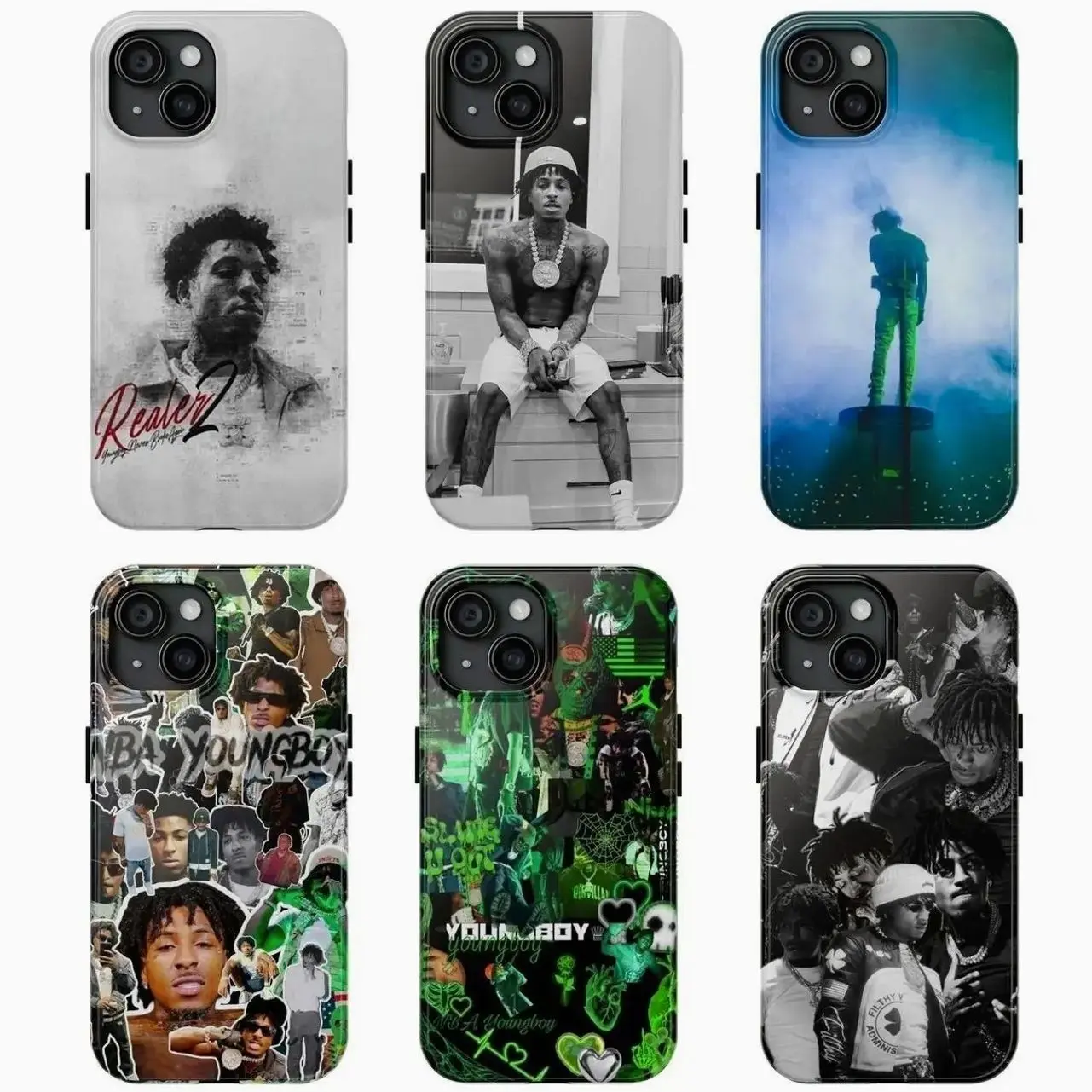 6 Styles YoungBoy Aesthetic Phone Case Underground Trap Album Art Gift For iPhone 11-17 Pro Max/Plus & Samsung Galaxy S23-S25