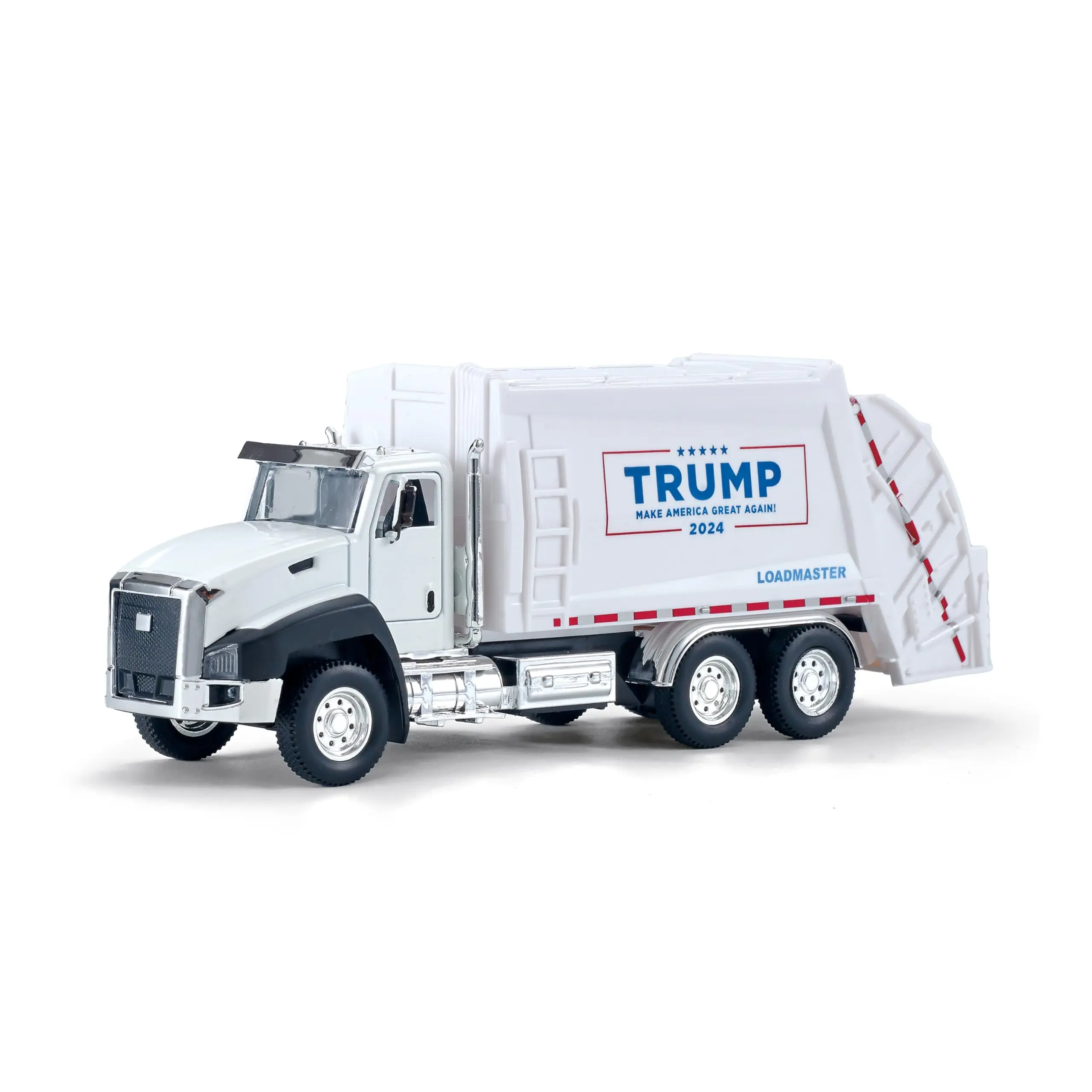 1:50 Scale Metal Diecast Garbage Truck Toy, 2024 Donald Trump 47th President Pull-Back Collectible Model, Fan Gift for Collectors & 2024 Election Support Souvenirs, Interactive Experience