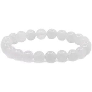 Natural White Quartz Gemstone 8mm Round Beads Stretch Bracelet 7 Inch Unisex