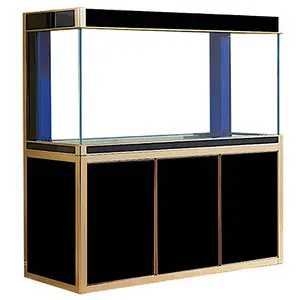 Aqua Dream 175 Gallon Tempered Glass Aquarium Black and Gold Fish Tank Stand Complete Ecosystem Crystal Clear with Advanced Sump