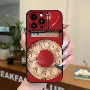 Old Telephone Red Vintage Simple Prints Mugcase: Smudge-Proof & Shock Absorbent |     Black Classic Series for Iphone 16-11 Pro/Plus/Max |     Premium Frosted Protection Cellphone Smartphone