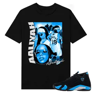 Unisex T-shirt To Match Sneakers Jordan 14 Black & University Blue - Aali. 100% Cotton for Casual Wear. Comfortable Summer Unisex T-Shirt to match Jordan Sneaker. Streetwear Style. urban outfitters
