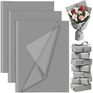 60 Sheets Grey Tissue Paper Bulk, PLULON Gift Wrapping Tissue Paper for Packaging 14 x 20 Inch Art Crafts for Gift Bags Decorative Floral Wedding Birthday Party Decor