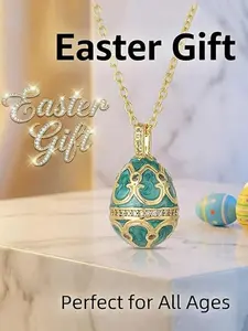 Easter Resurrection Egg Pendant Necklace, Colorful Enamel, Ladies' Jewelry, Gold Plated Chain, Party Accessory, Easter Basket Filler