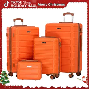 4 Piece Luggage Set, Durable Expandable Hardshell Suitcase with TSA Lock and Smooth Double Spinner Wheels, Lightweight Travel Luggage (13/20/26/28in) for Back to School and Family Trips