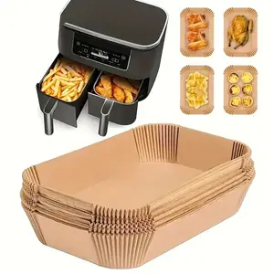 Disposable Air Fryer Liners Paper, 50/100pcs, 13.97cm X 21.84cm, Rectangular Paper Liner Pots, Bakeware, Baking Trays, Oven Accessories, Kitchen Gadgets, Baking Tools
