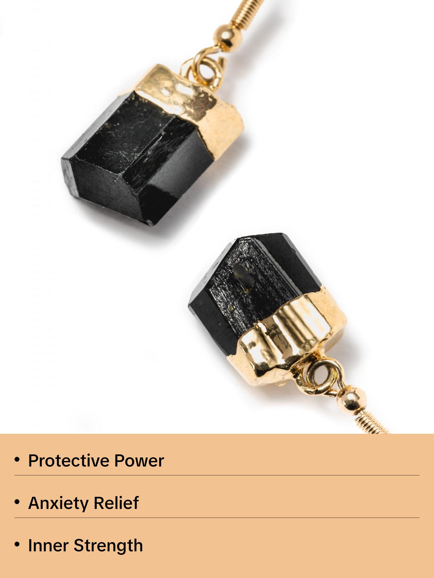 AYANA Black Tourmaline Earrings for Protection, Grounding & Energy Shielding – Root Chakra Crystal Jewelry, Ideal for Capricorn & Scorpio Strength