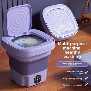 8L Mini Foldable Washing Machine with Spin Dryer for Socks, Underwear, and Panties - Portable and Collapsible for Home and Travel