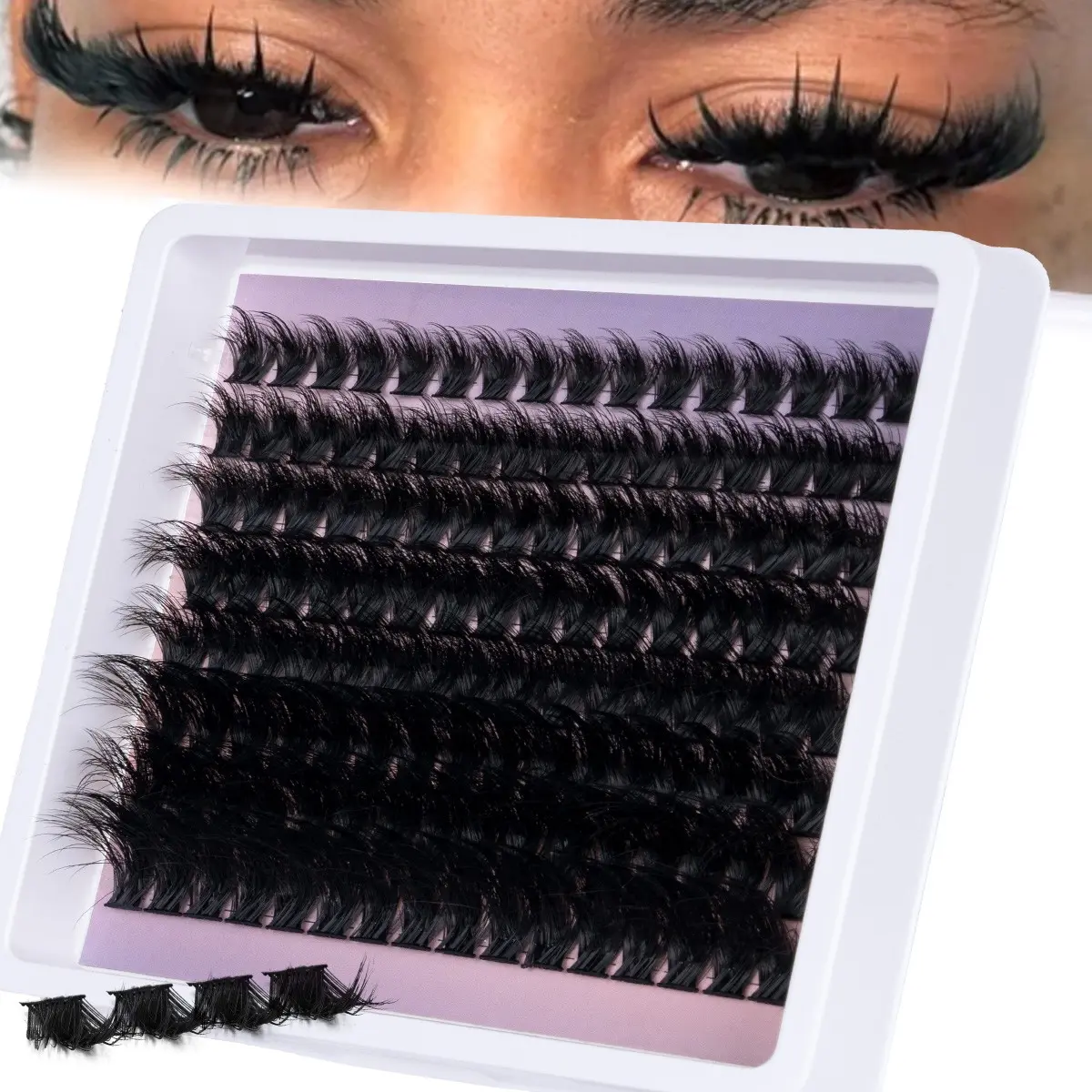224pcs/128pcs Spikes Lash Clusters, Mixed Length Dramatic Lash Clusters, Dense Eyelash Clusters, Dramatic Volume Eyelash, Thin Band Individual Lashes, DIY Individual Eyelashes, DIY Eyelash Extensions, Volumized False Eyelashes