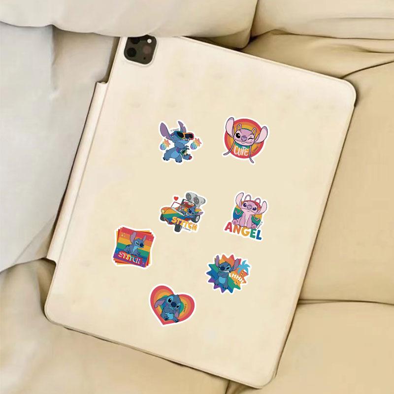 Disney Officially Licensed 50pcs Rainbow Stitch Vinyl Stickers Waterproof Classic Decals for DIY Projects & Gifts 1.57-2.76 Inches Multipurpose Use