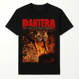 Women's Pantera The Great Southern Trendkill Graphic Short-Sleeve Top - 100% Cotton, Round Neck, Casual Solid Fit, Retro Geometric Streetwear, Soft Breathable Rock Tee, Everyday Holiday Gift for Music Fans