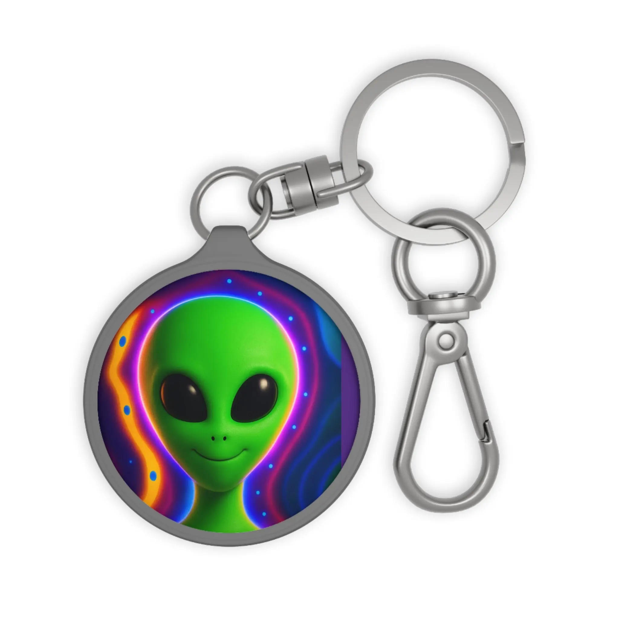 Alien Keyring Tag, Cute Science Fiction Gift, UFO Lover Accessory, Fun Keychain for Adults and Kids, Unique Novelty Keytag