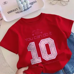 2026 Lunar New Year Kids Tee – Year of the Horse, Cartoon Short Sleeve, Unisex, Skin-Friendly & Comfy, Red Outfit for Ages 3-15 (100-160cm)