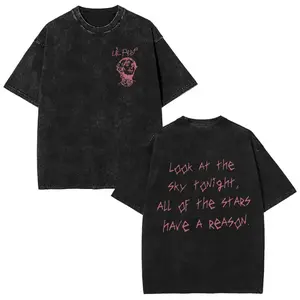 Rapper Lil Peep Tour Concert Graphic T Shirt Men's Women Fashion Hip Hop Short Sleeve T-shirt Vintage Washed Oversized T-shirts
