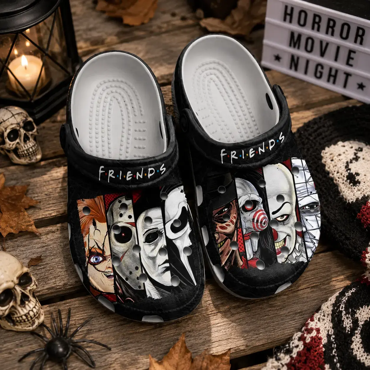 Black Graphic Clogs, Printed Casual Clog Shoes, Lightweight Comfortable Slip-On Footwear, Unisex Everyday Shoes, Unique Gift for Men & Women