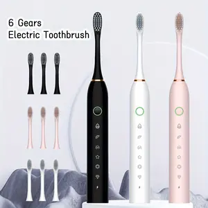 New Electric Toothbrush With 6 Modes Smart Timer For Adults, Rechargeable USB Electric Toothbrush With Replacement Head, Available In 3 Colors, Great Gift Select