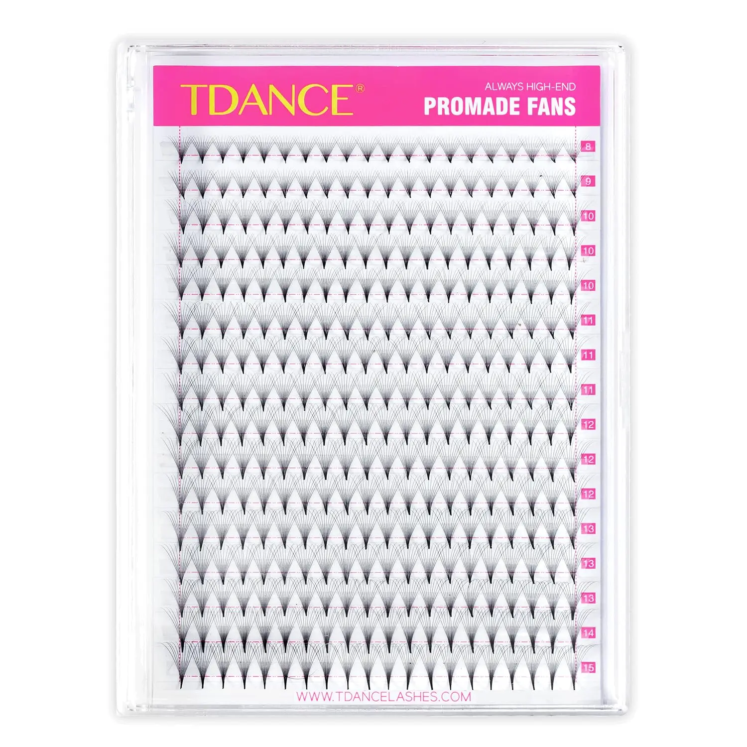 Premade Fans Eyelash Extensions 320 Fans Pre Made Fans Lash Extensions Middle Stem Heat Bonded Premade Lash Fans Volume Lash Extensions(320-10D-0.07-C-8-15mm)