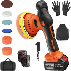 Cordless  Buffer Polisher Kit, 2x4000mAh 21V , 6-Inch Orbital  Polisher, 8 Variable Speeds, LED Display, 18- Accessories for Waxing, Polishing & Scratch Removal
